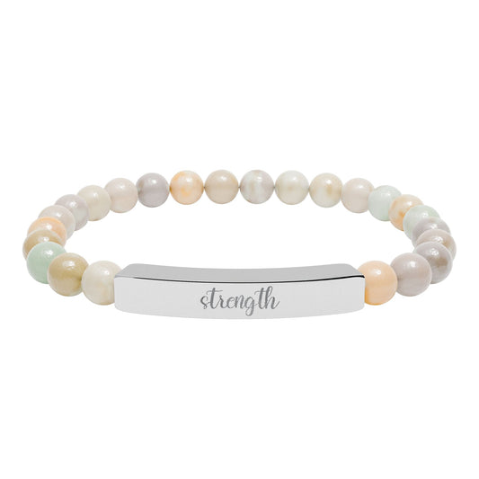 Strength Natural Stone Engraved Bar Bracelet Printify