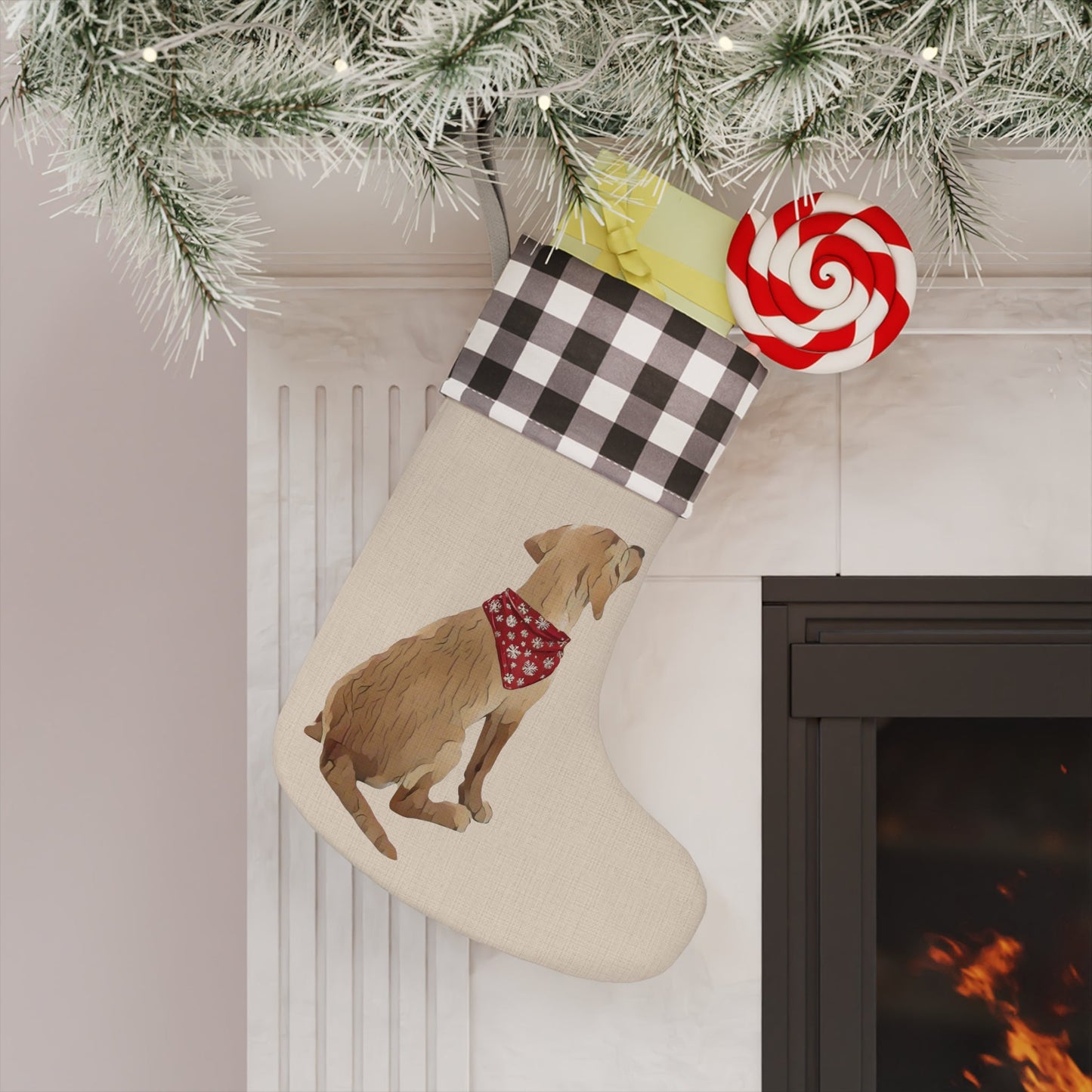 Yellow Lab Christmas Stocking - Personalization Available! Printify