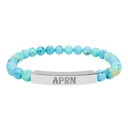 APRN Natural Stone Engraved Bar Bracelet