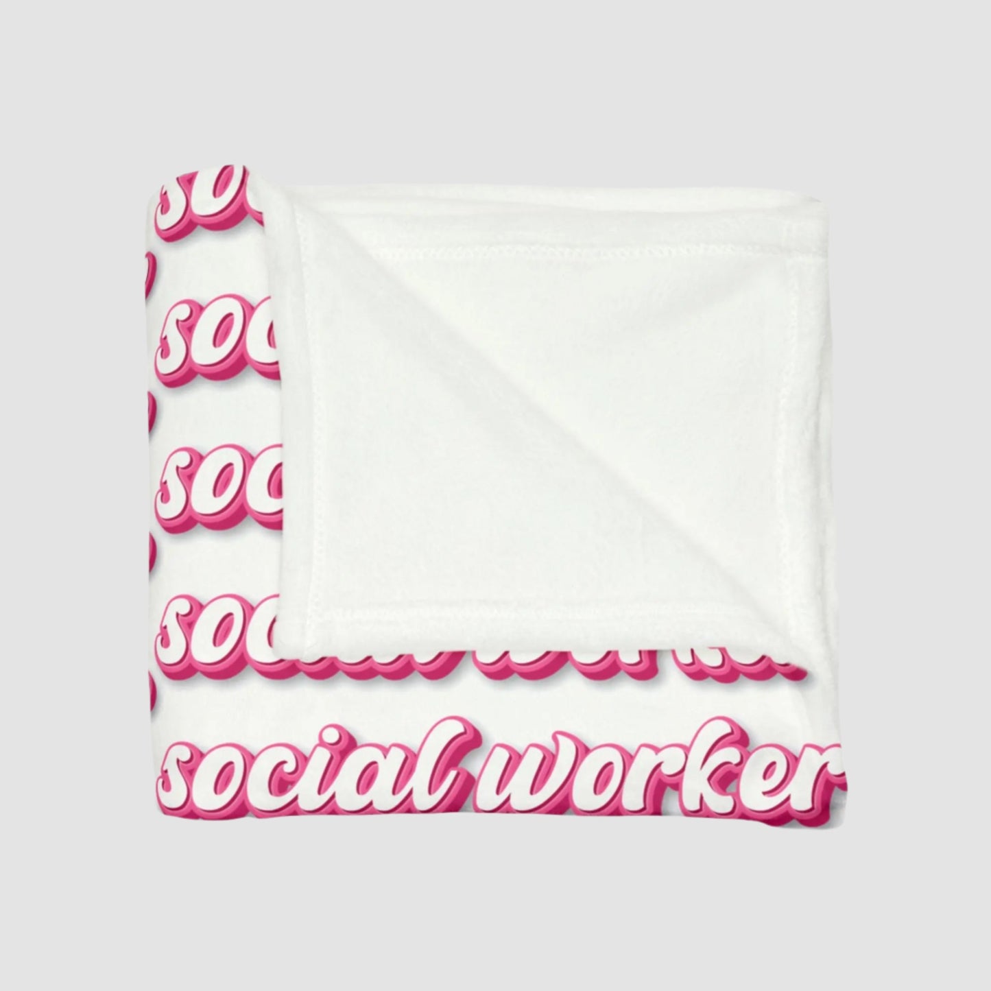 Pink Social Worker Soft Polyester Blanket Printify