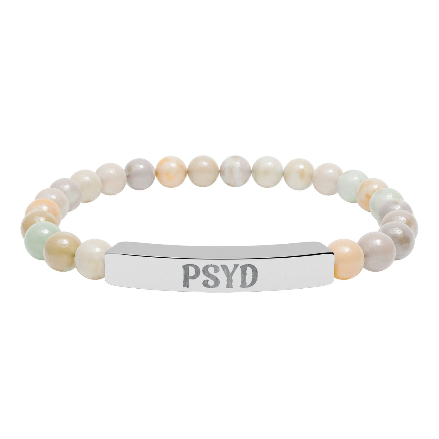 PsyD Natural Stone Engraved Bar Bracelet Printify