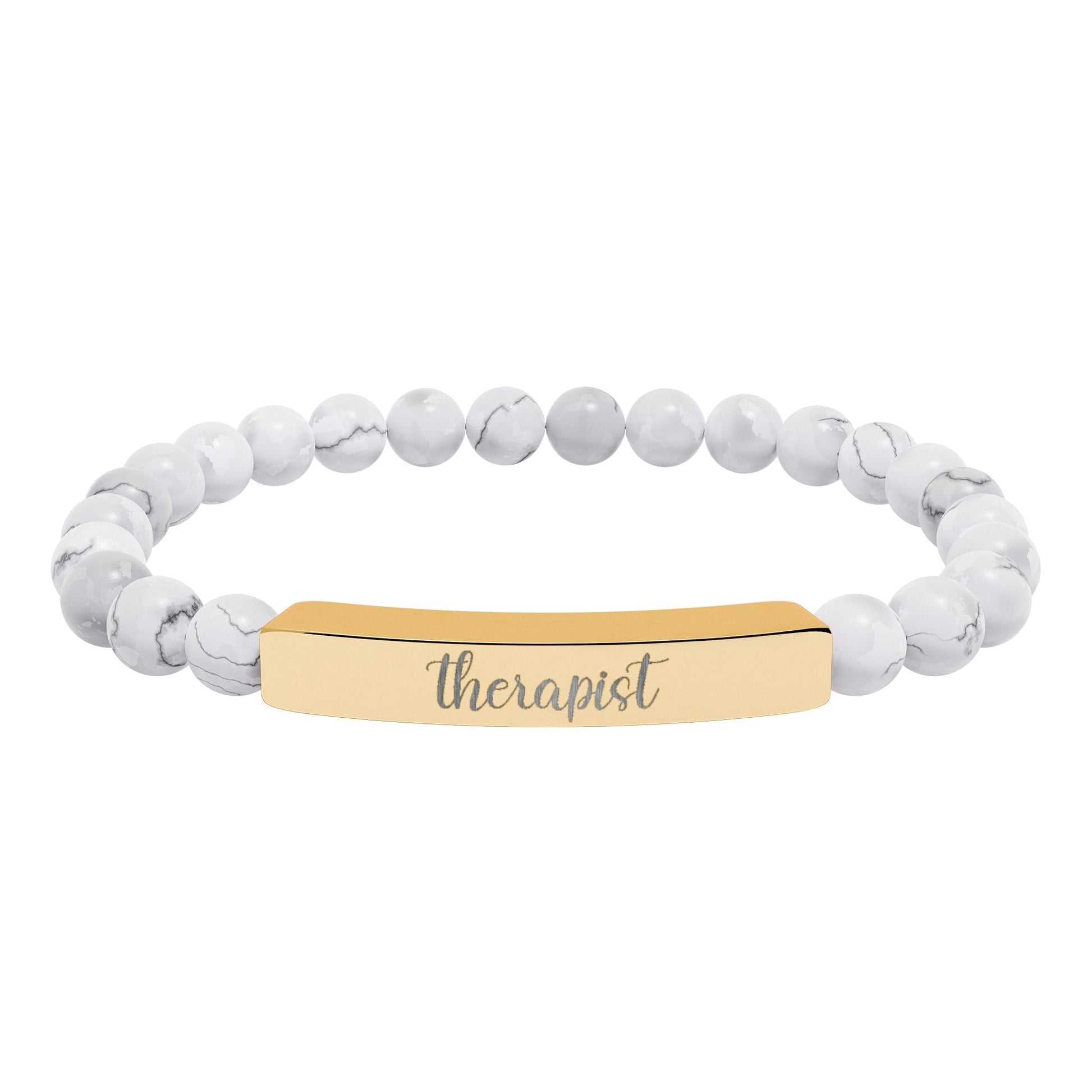 Therapist Natural Stone Bar Bracelet Printify