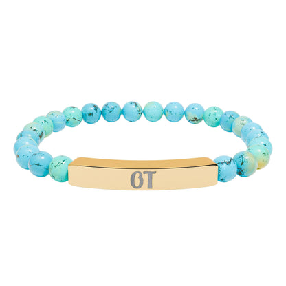 OT Natural Stone Engraved Bar Bracelet