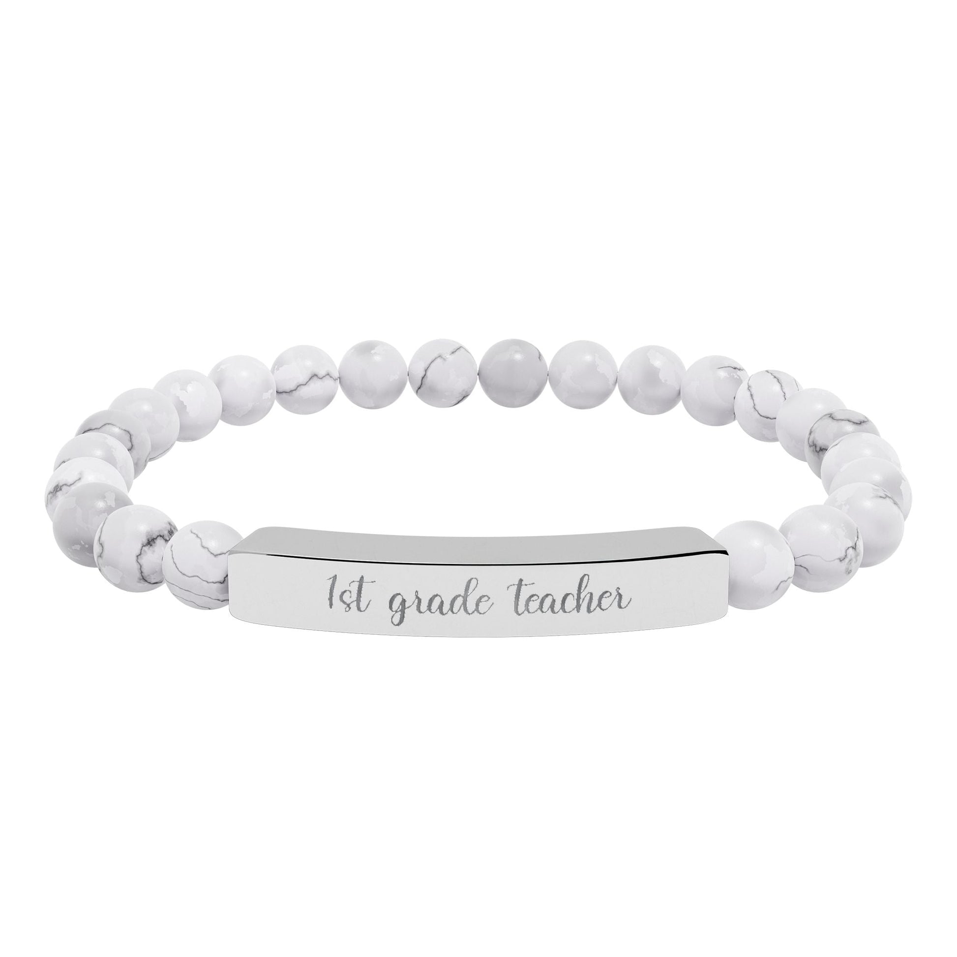 Custom Grade Level Teacher Natural Stone Bar Bracelet Printify