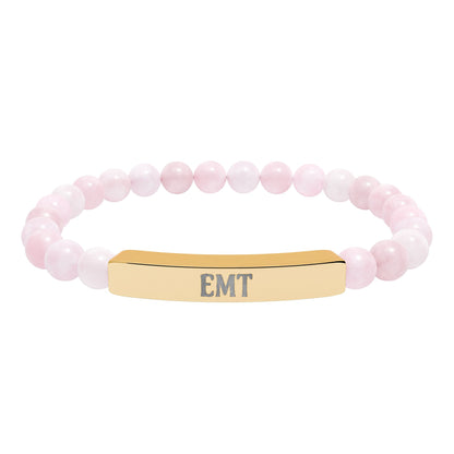 EMT Natural Stone Engraved Bar Bracelet