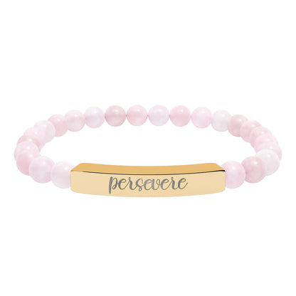 Persevere Natural Stone Engraved Bar Bracelet
