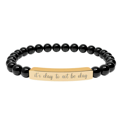 It’s Okay to Not Be Okay Natural Stone Engraved Bar Bracelet