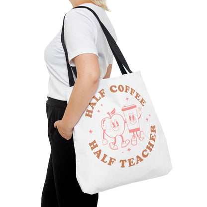 Half Coffee Half Teacher Tote Printify