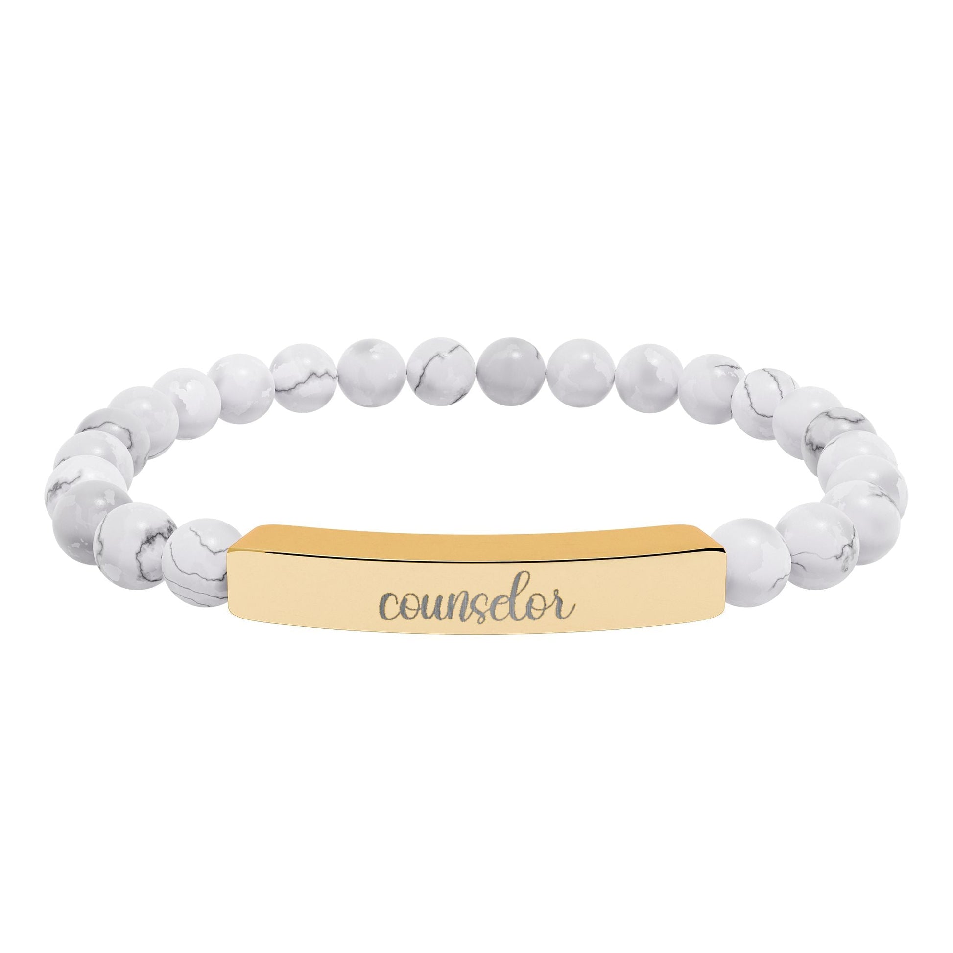 Counselor Natural Stone Engraved Bar Bracelet Printify
