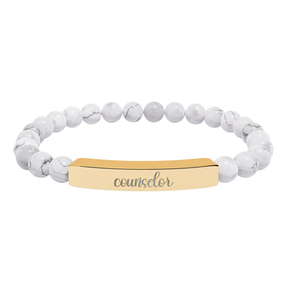 Counselor Natural Stone Engraved Bar Bracelet