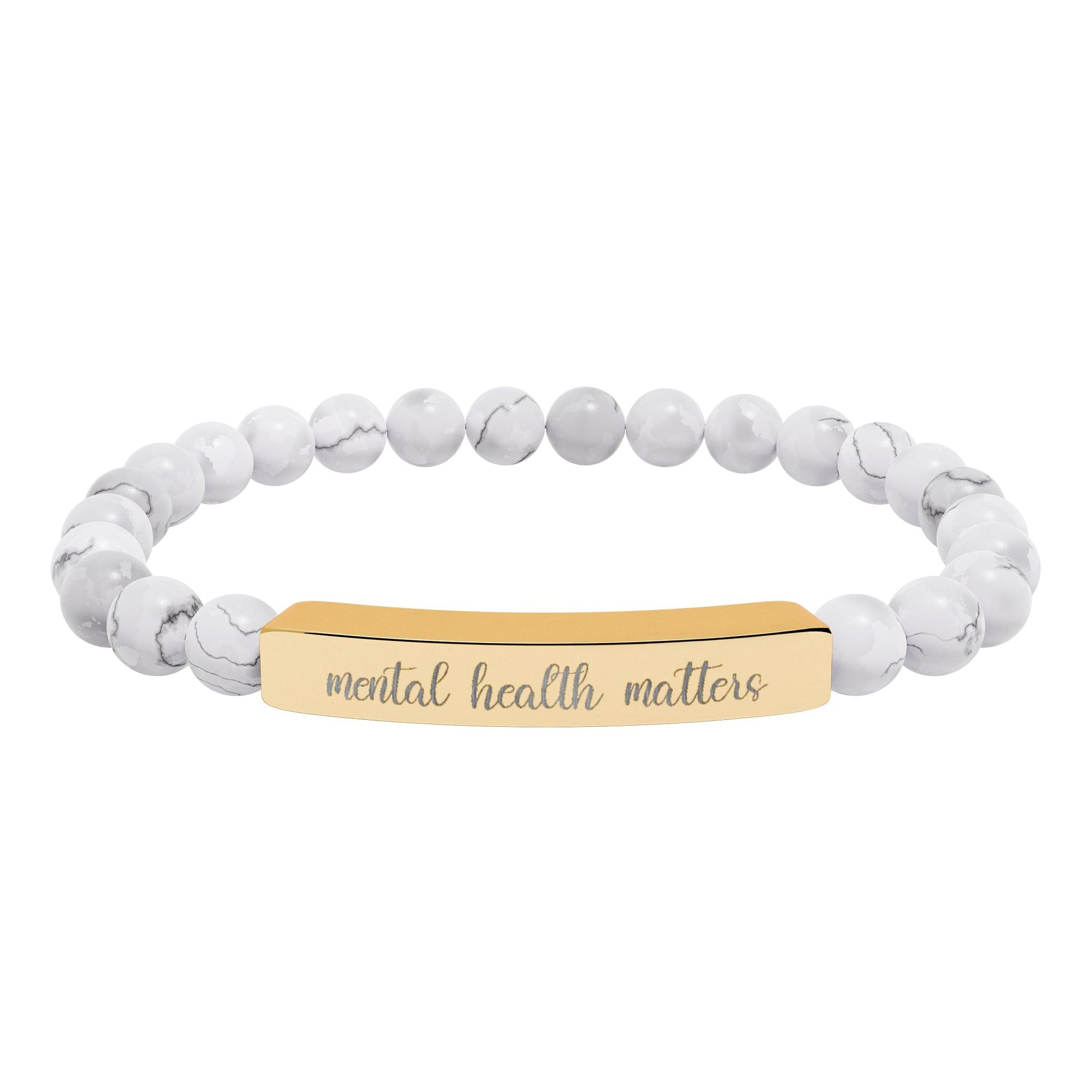 Mental Health Matters Natural Stone Engraved Bar Bracelet Printify