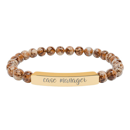 Case Manager Natural Stone Engraved Bar Bracelet
