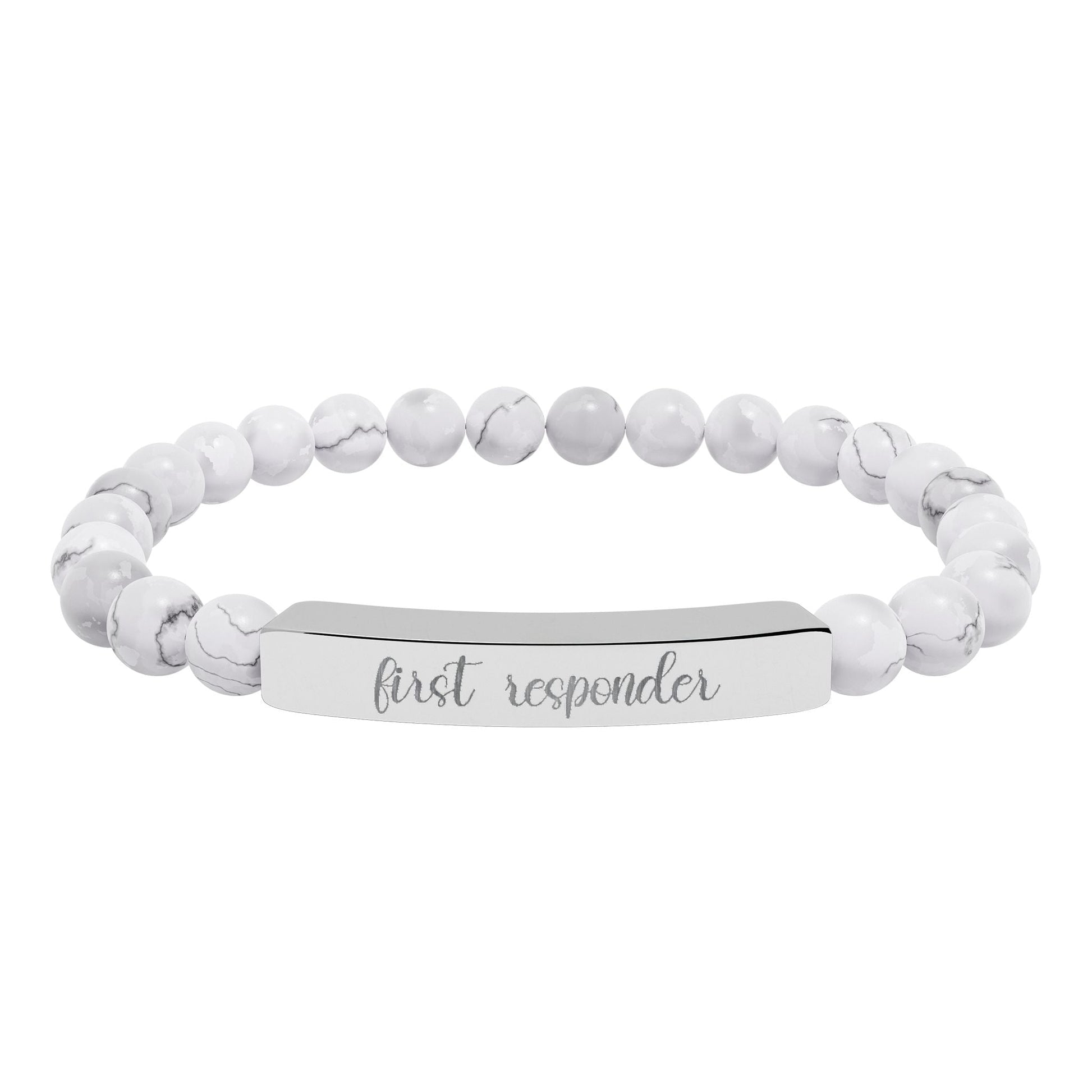 First Responder Natural Stone Engraved Bar Bracelet Printify