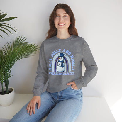 Holly Jolly and Highly Overstimulated Crewneck Printify