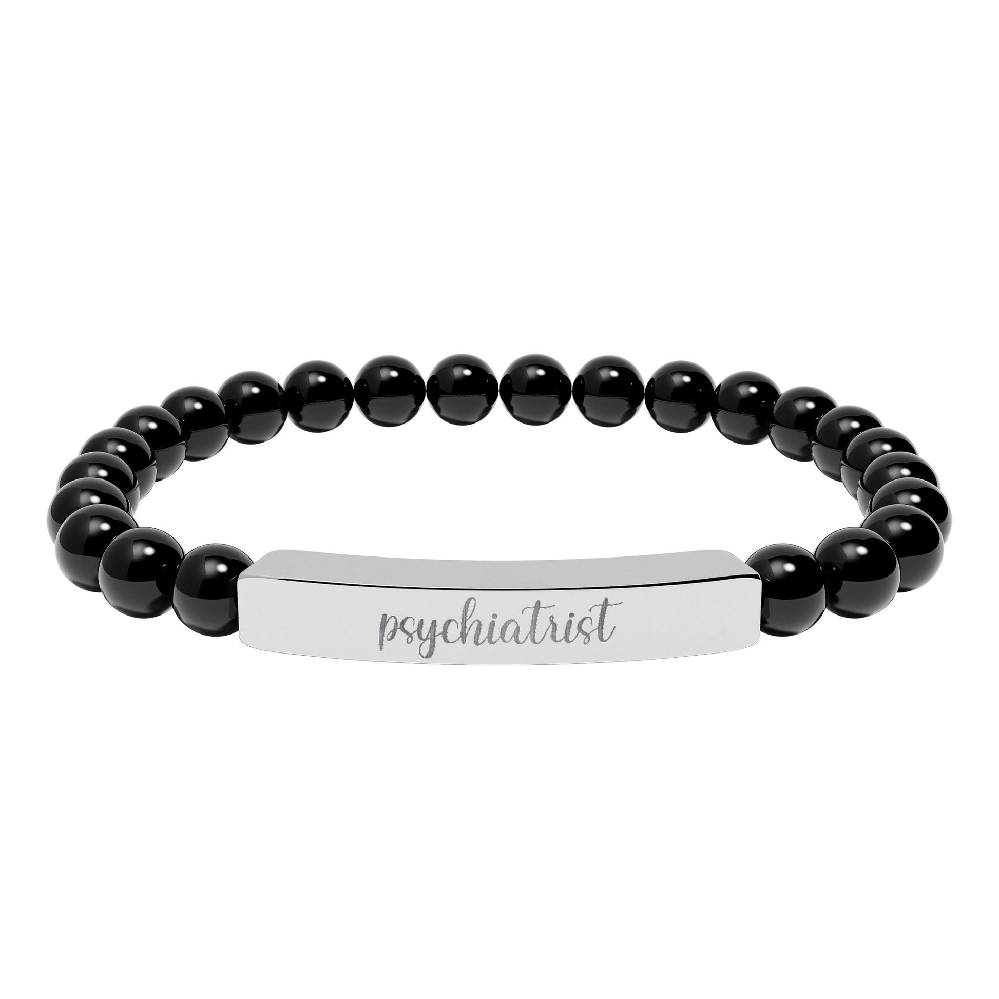 Psychiatrist Natural Stone Engraved Bar Bracelet Printify