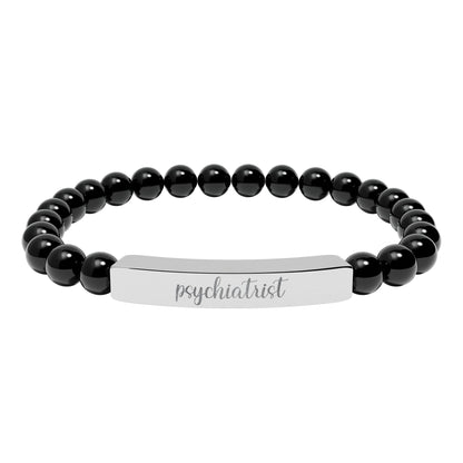 Psychiatrist Natural Stone Engraved Bar Bracelet