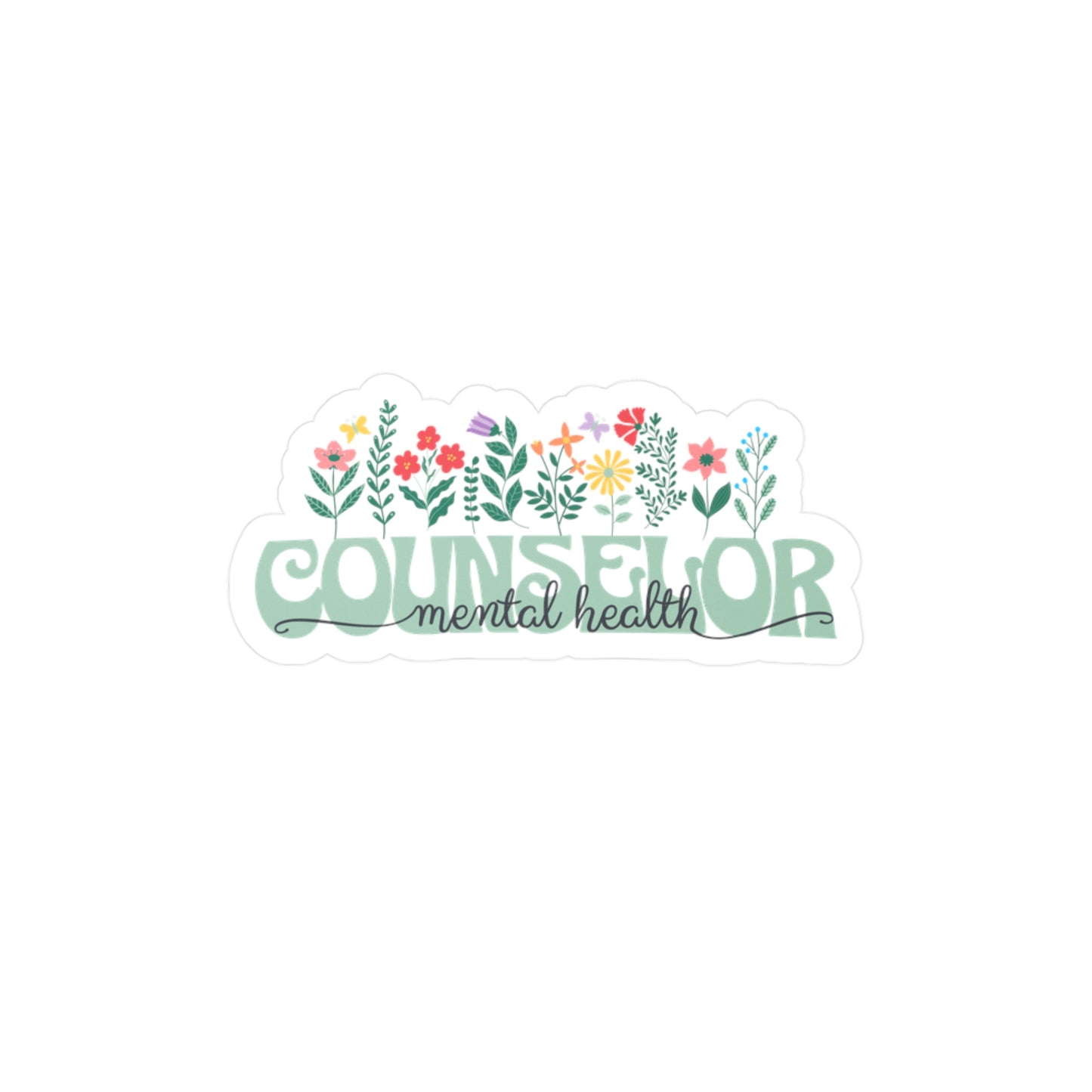 Floral Mental Health Counselor Vinyl Decal