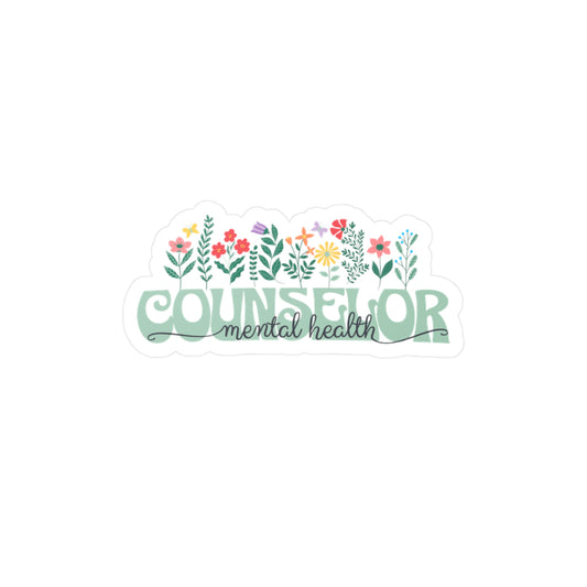 Floral Mental Health Counselor Vinyl Decal