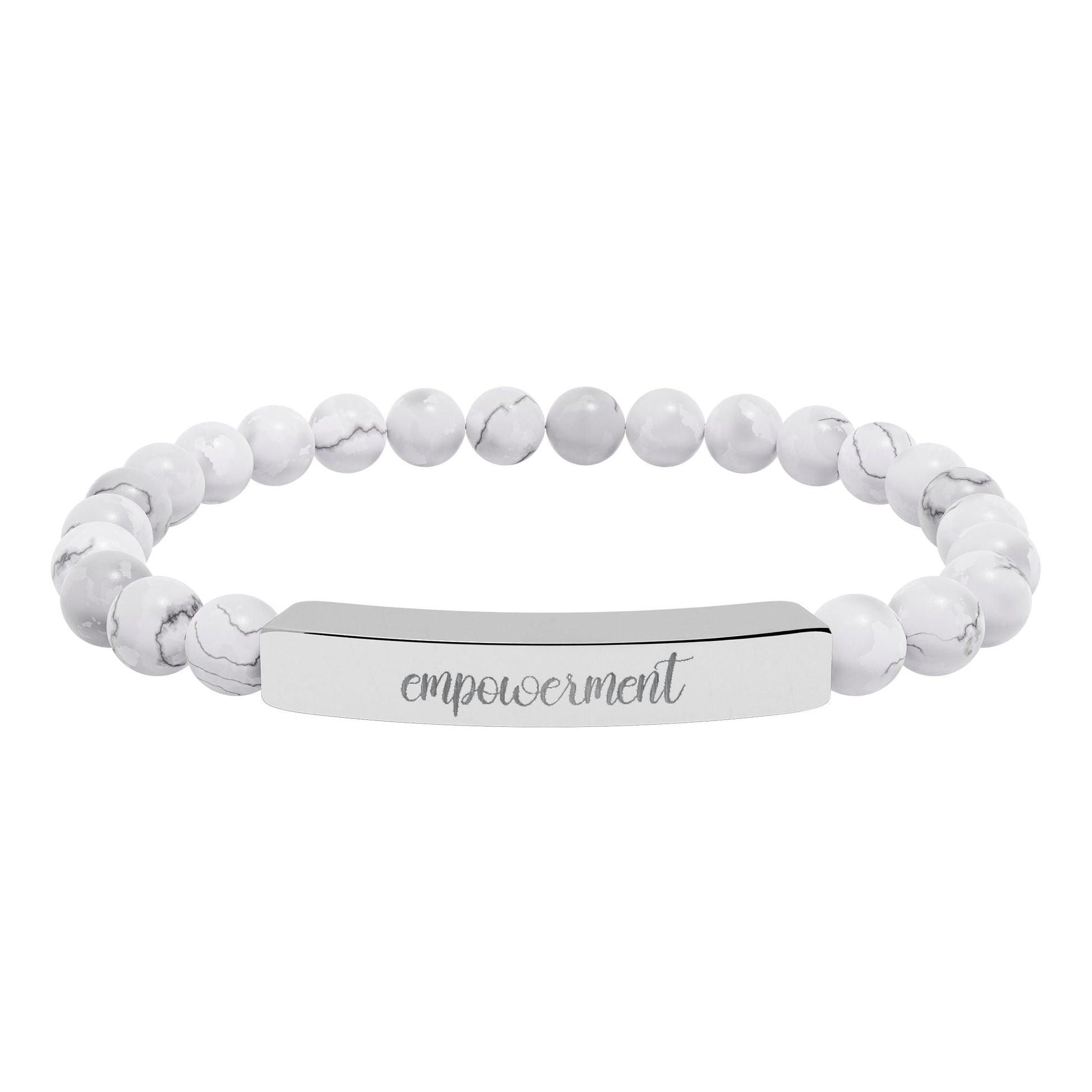 Empowerment Natural Stone Engraved Bar Bracelet Printify