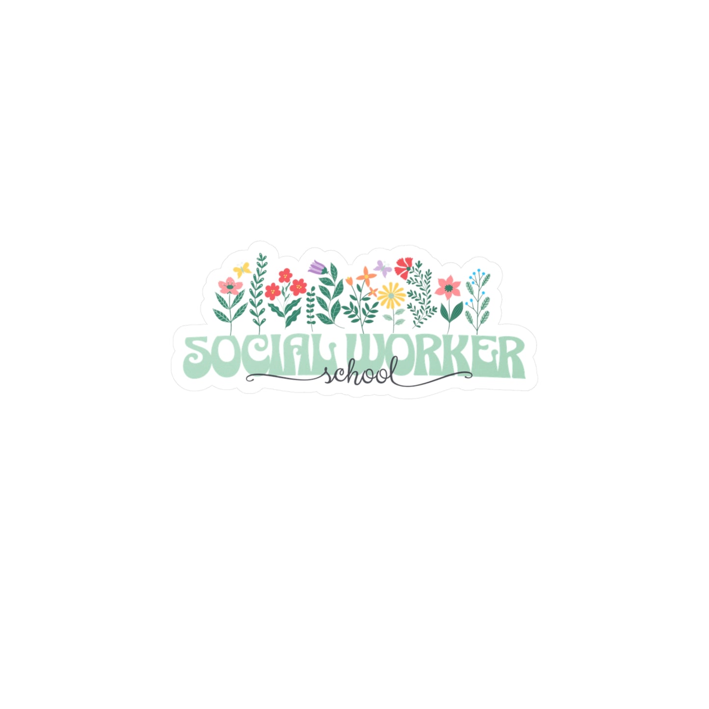 Floral School Social Worker Vinyl Decal