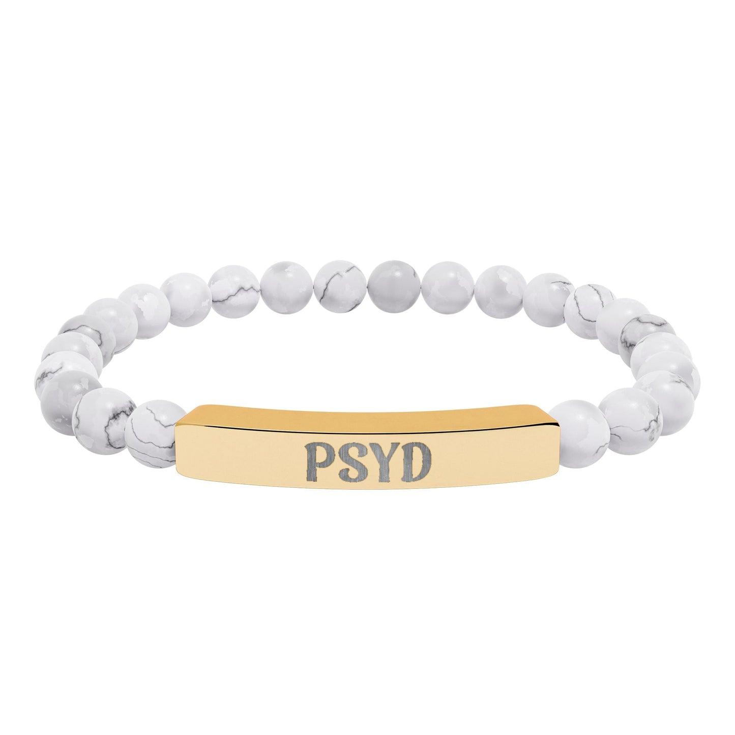 PsyD Natural Stone Engraved Bar Bracelet Printify