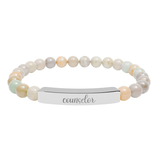 Counselor Natural Stone Engraved Bar Bracelet Printify