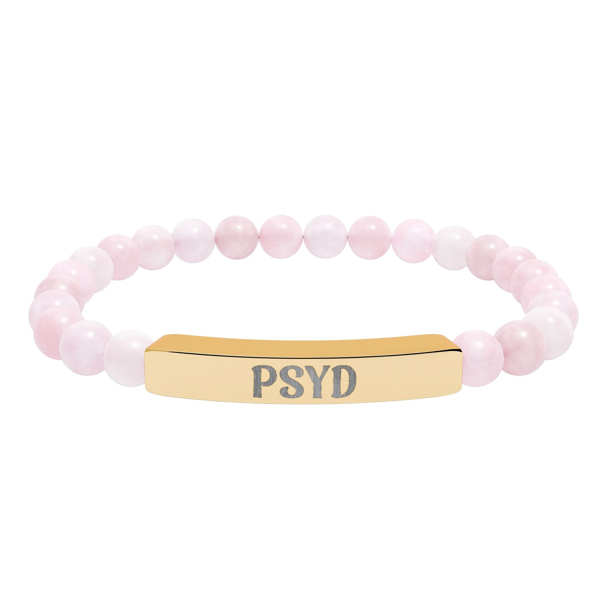 PsyD Natural Stone Engraved Bar Bracelet Printify