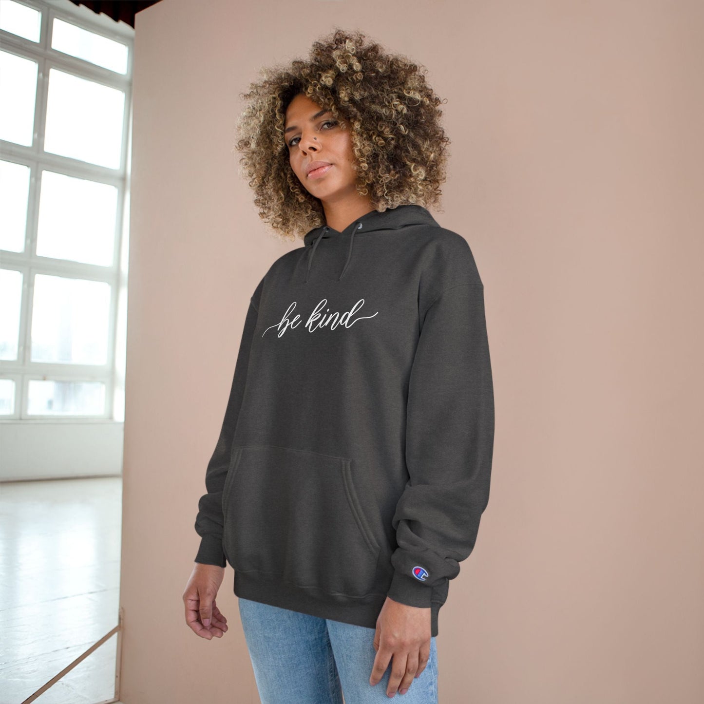 Be Kind Champion Hoodie Printify