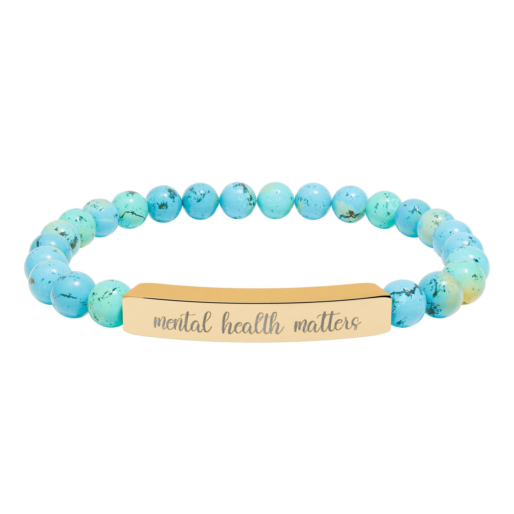 Mental Health Matters Natural Stone Engraved Bar Bracelet Printify