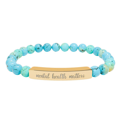 Mental Health Matters Natural Stone Engraved Bar Bracelet