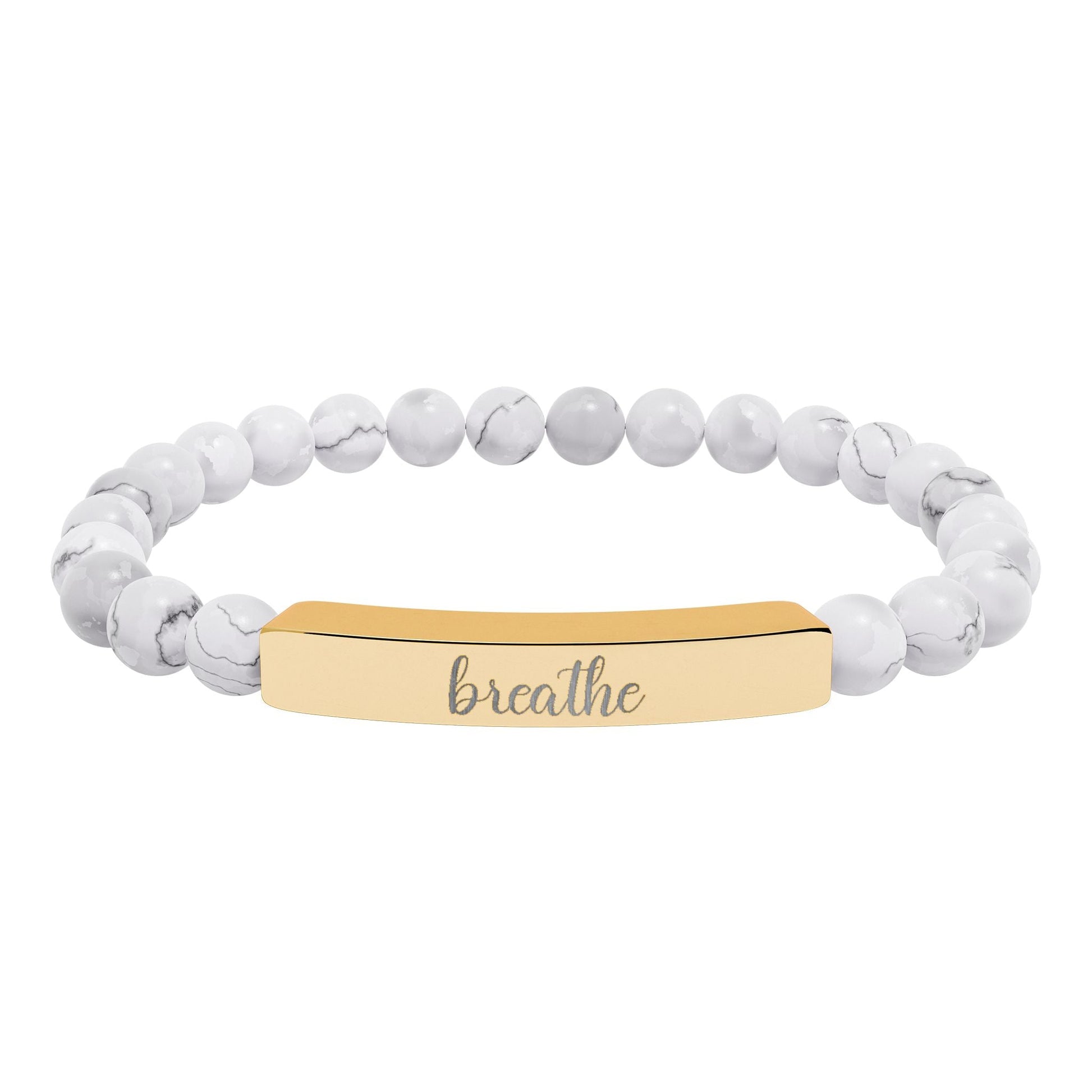 Breathe Engraved Natural Stone Bar Bracelet Printify