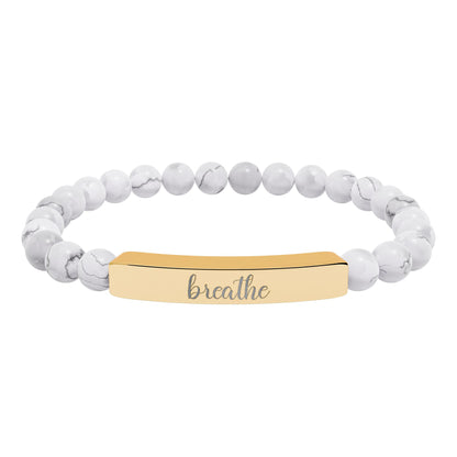 Breathe Natural Stone Engraved Bar Bracelet