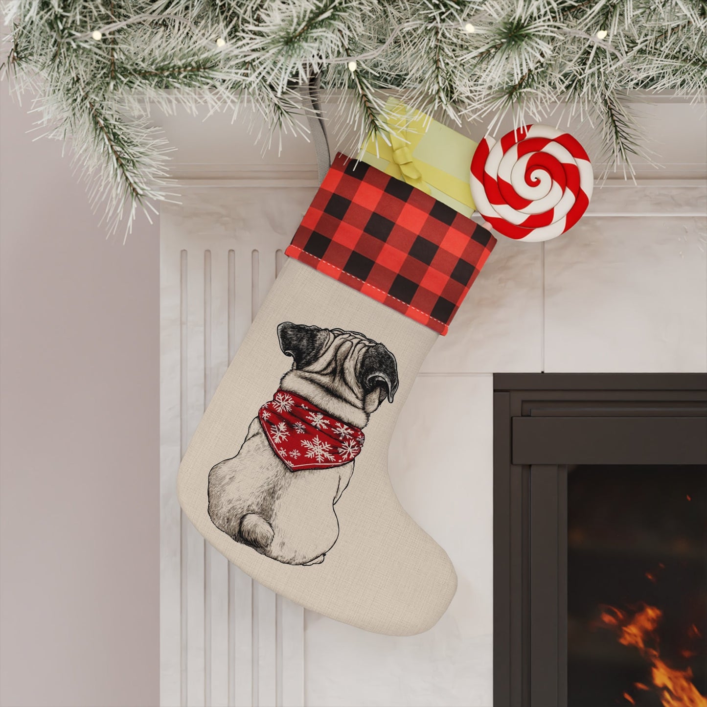 Pug Christmas Stocking - Personalization Available! Printify