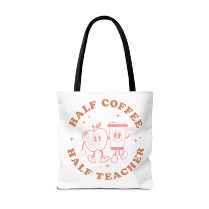 Half Coffee Half Teacher Tote Printify