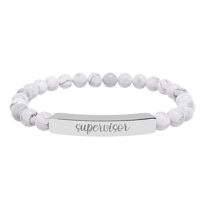 Supervisor Engraved Natural Stone Bar Bracelet