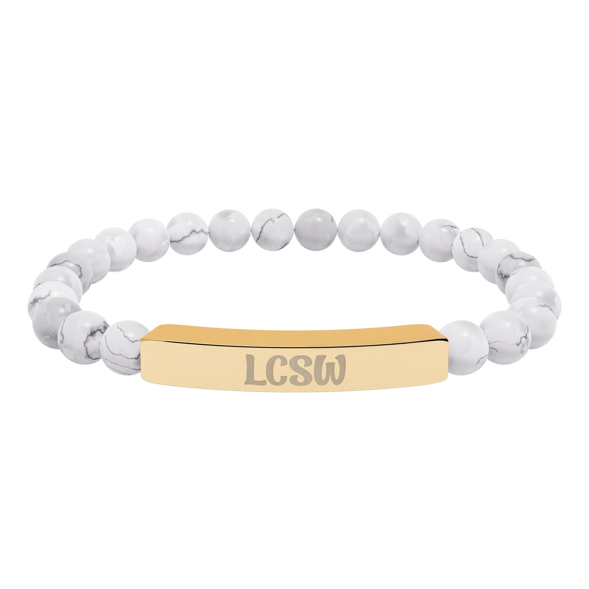 LCSW Engraved Natural Stone Bracelet Printify