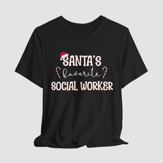 Santa's Favorite Social Worker Unisex Bella+Canvas Tee