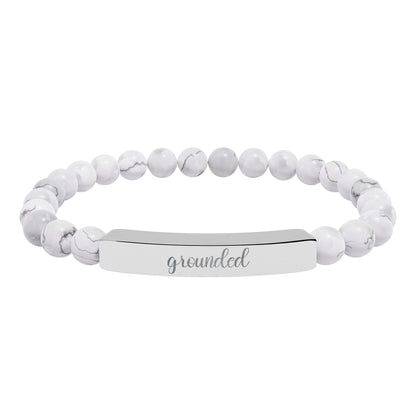 Grounded Natural Stone Engraved Bar Bracelet