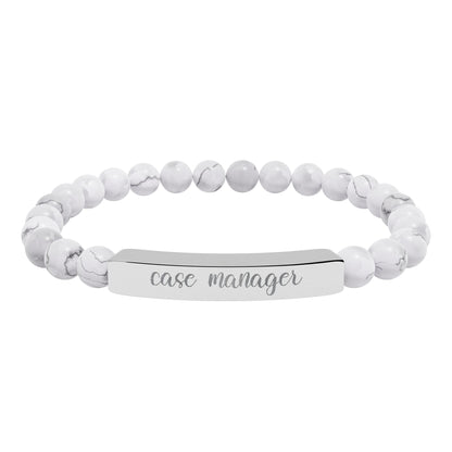Case Manager Natural Stone Engraved Bar Bracelet
