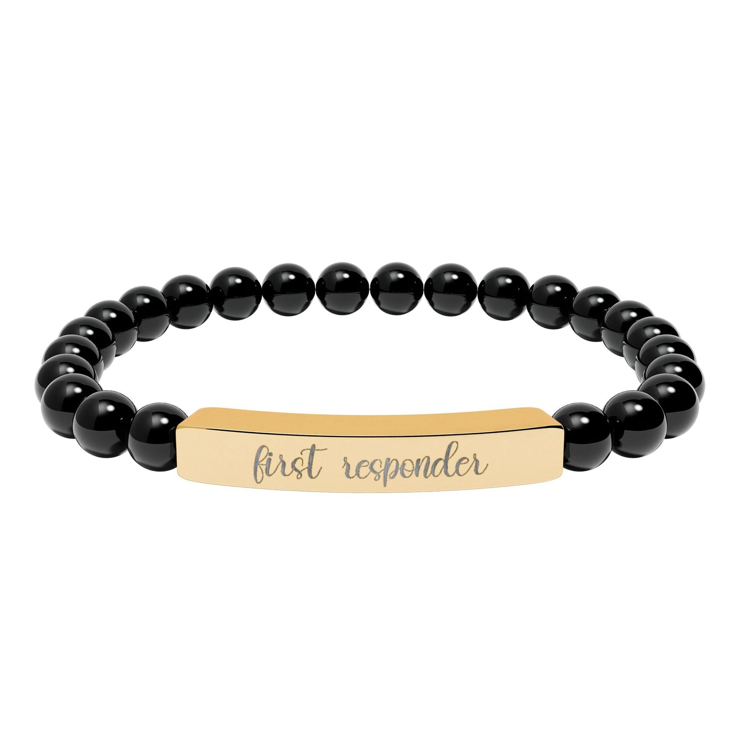 First Responder Natural Stone Engraved Bar Bracelet Printify
