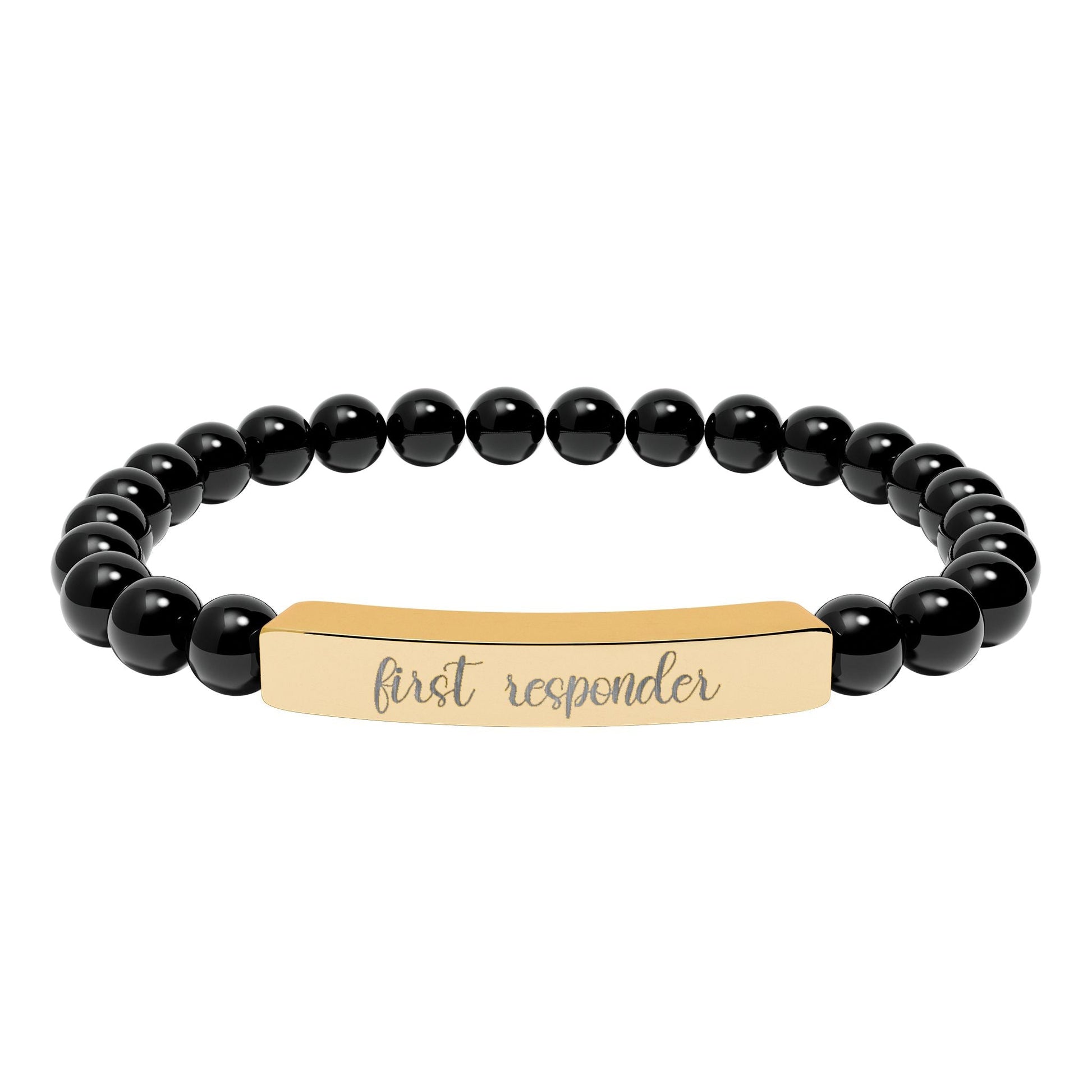 First Responder Natural Stone Engraved Bar Bracelet Printify