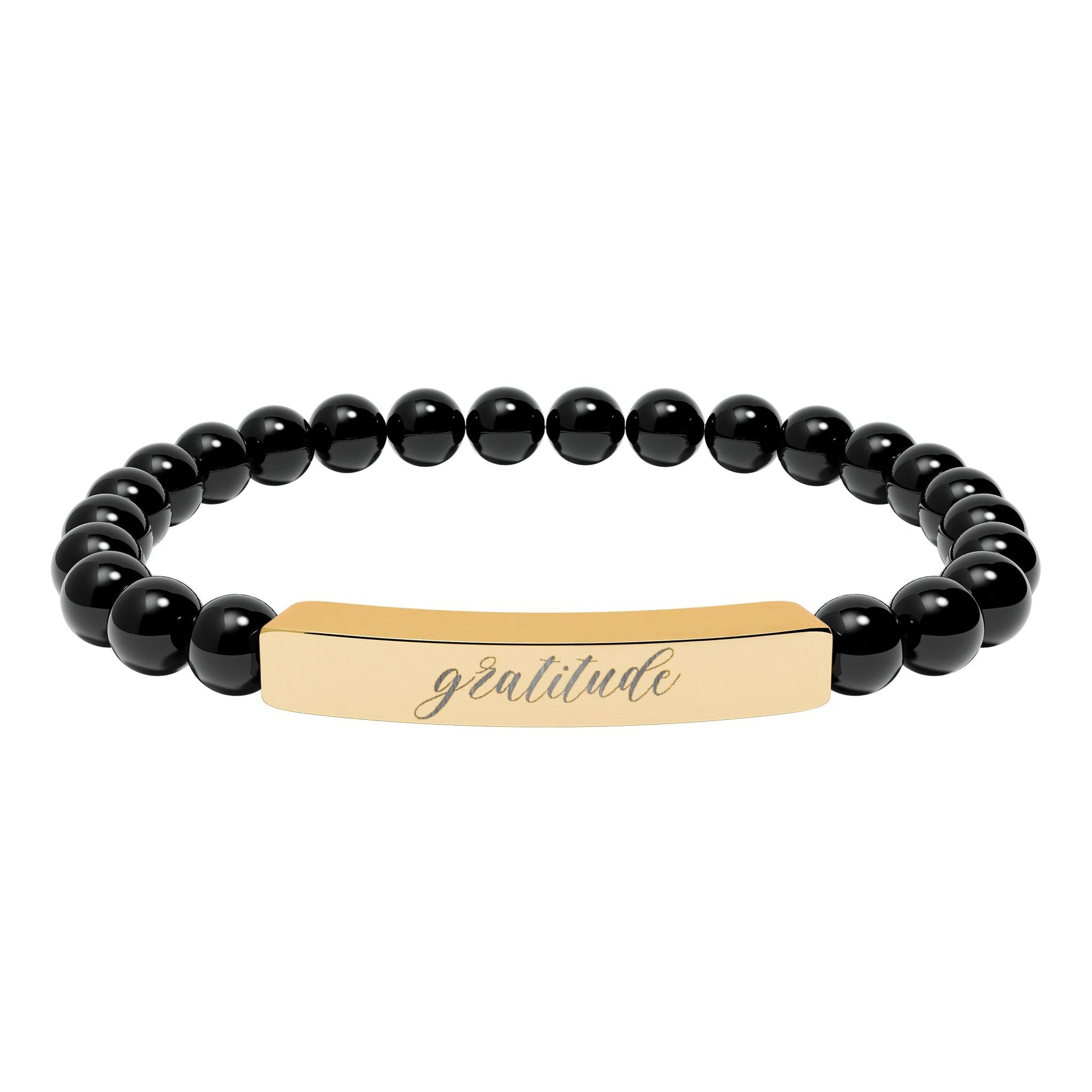 Gratitude Natural Stone Engraved Bar Bracelet Printify