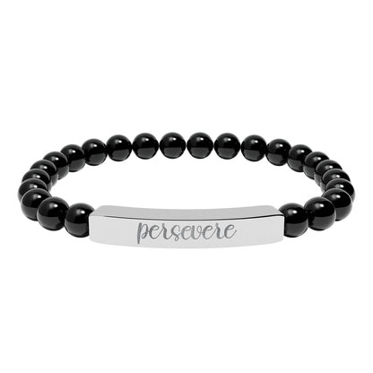 Persevere Natural Stone Engraved Bar Bracelet