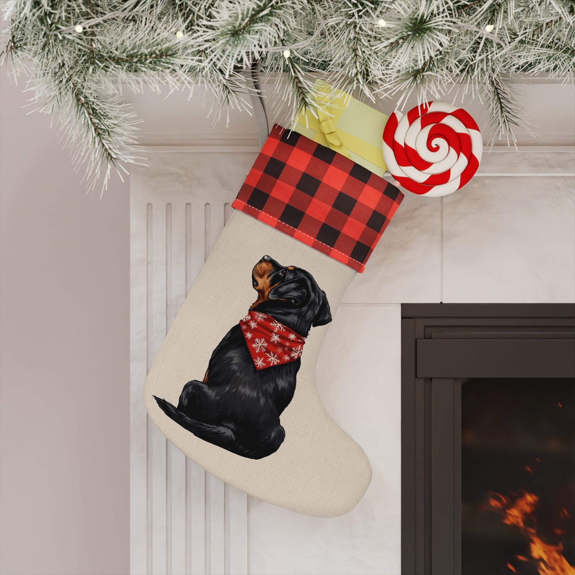 Rottweiler Christmas Stocking - Personalization Available! Printify