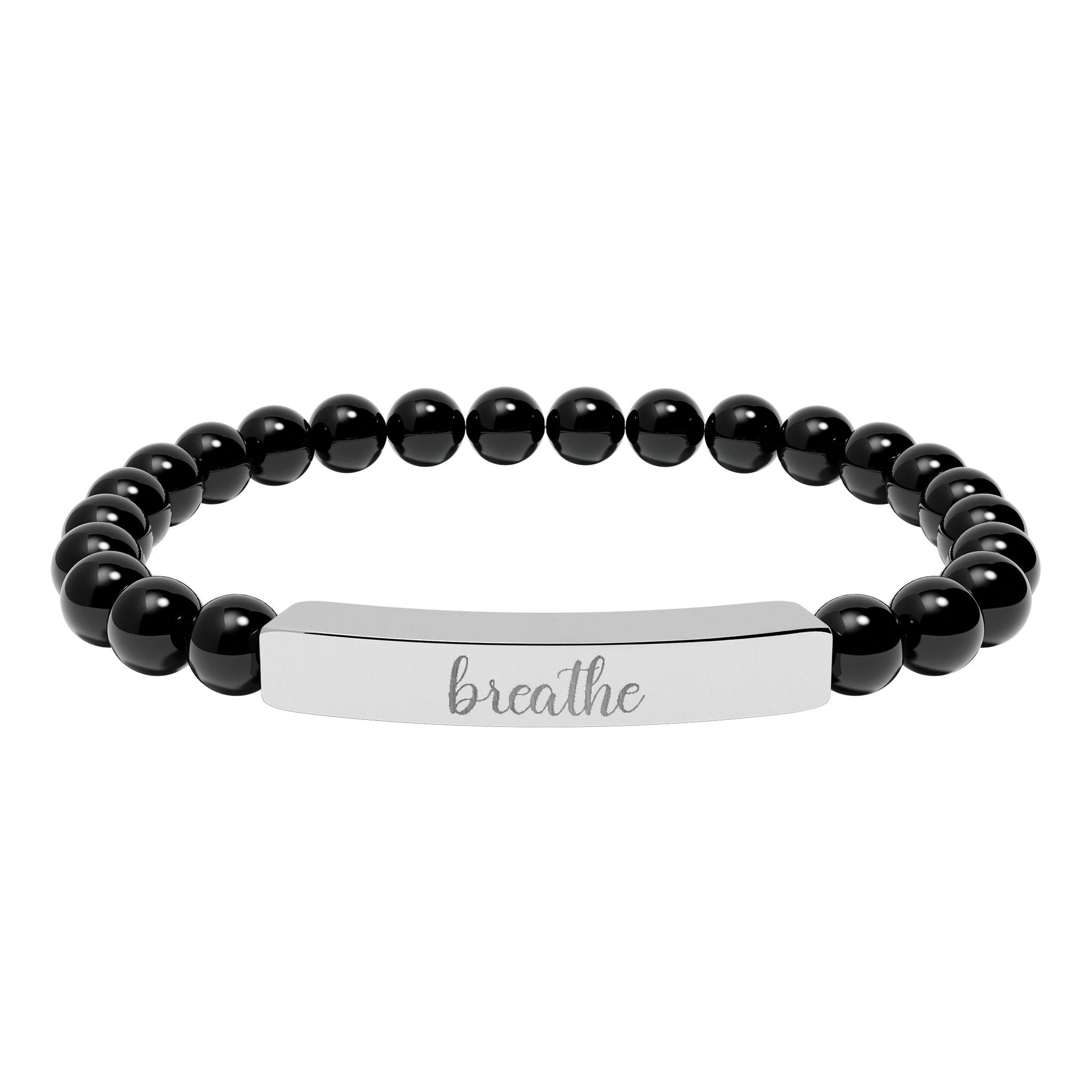 Breathe Engraved Natural Stone Bar Bracelet Printify