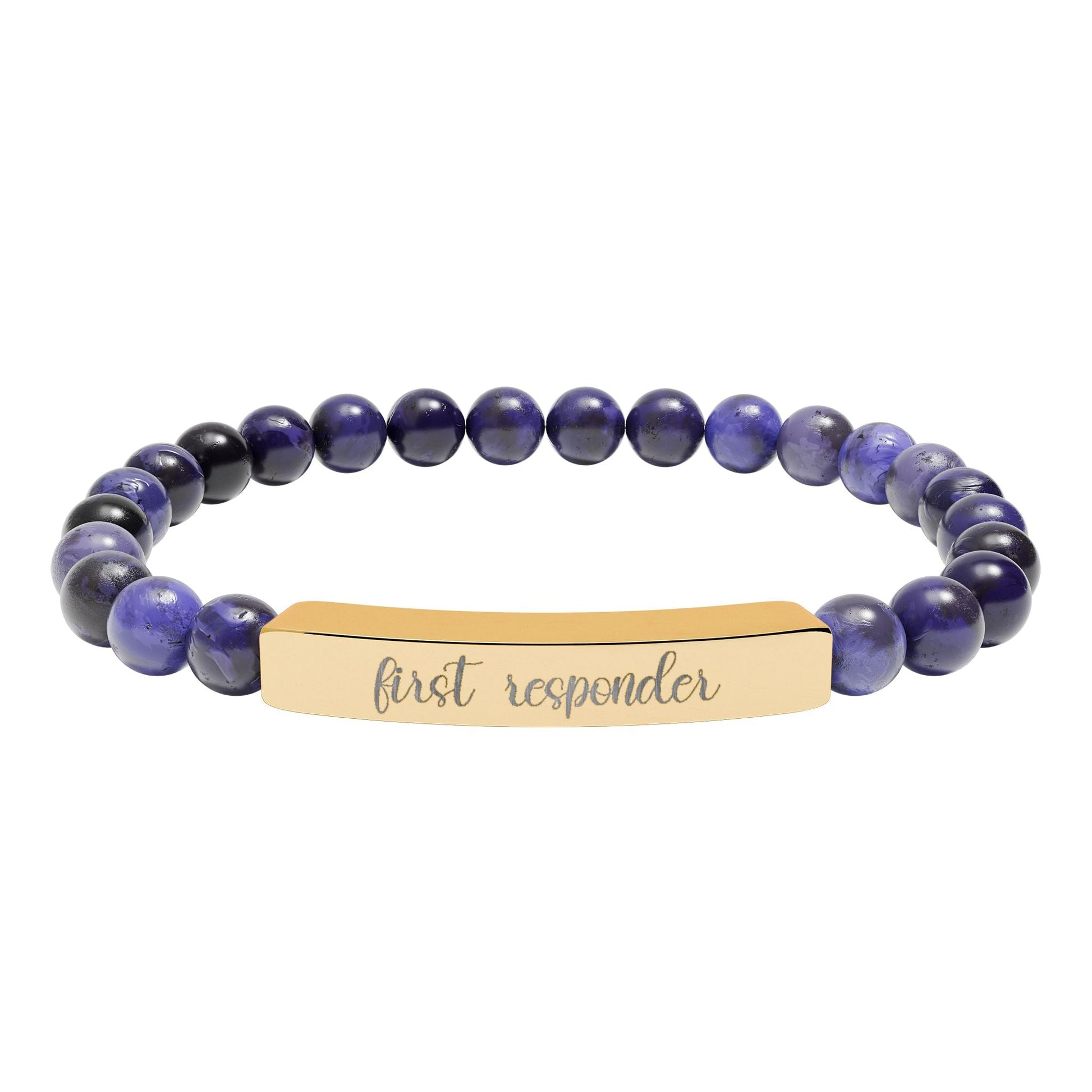 First Responder Natural Stone Engraved Bar Bracelet Printify