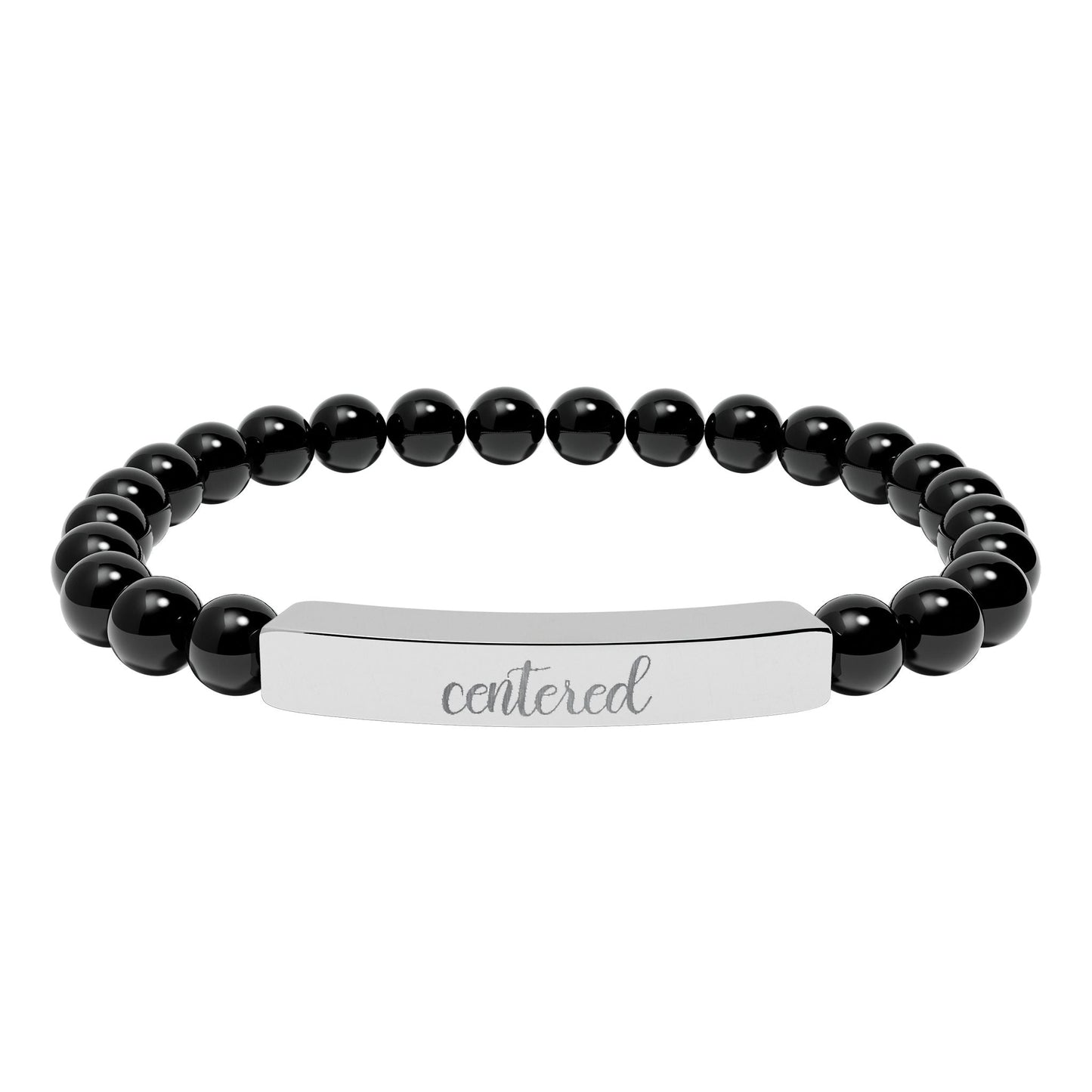 Centered Natural Stone Engraved Bar Bracelet Printify