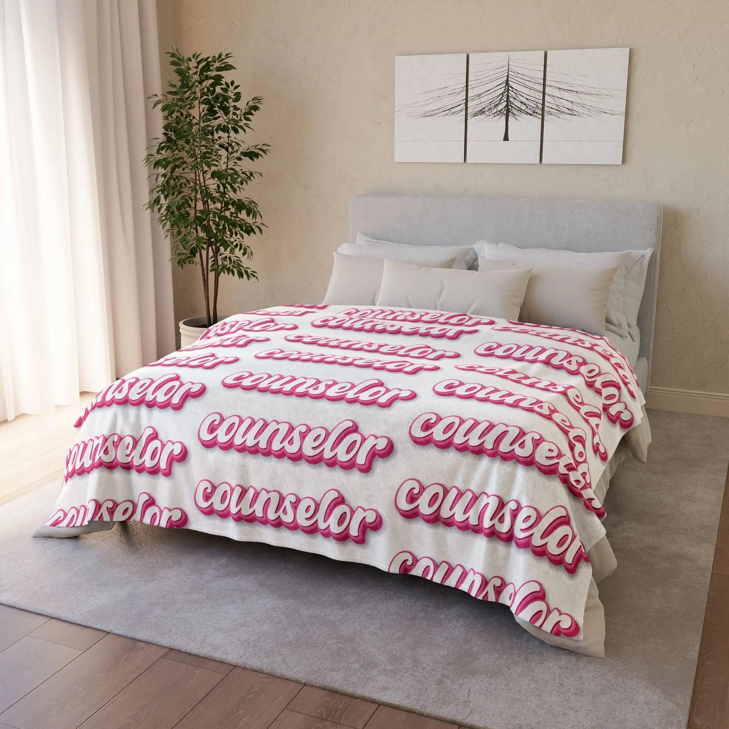 Pink Counselor Soft Polyester Blanket Printify