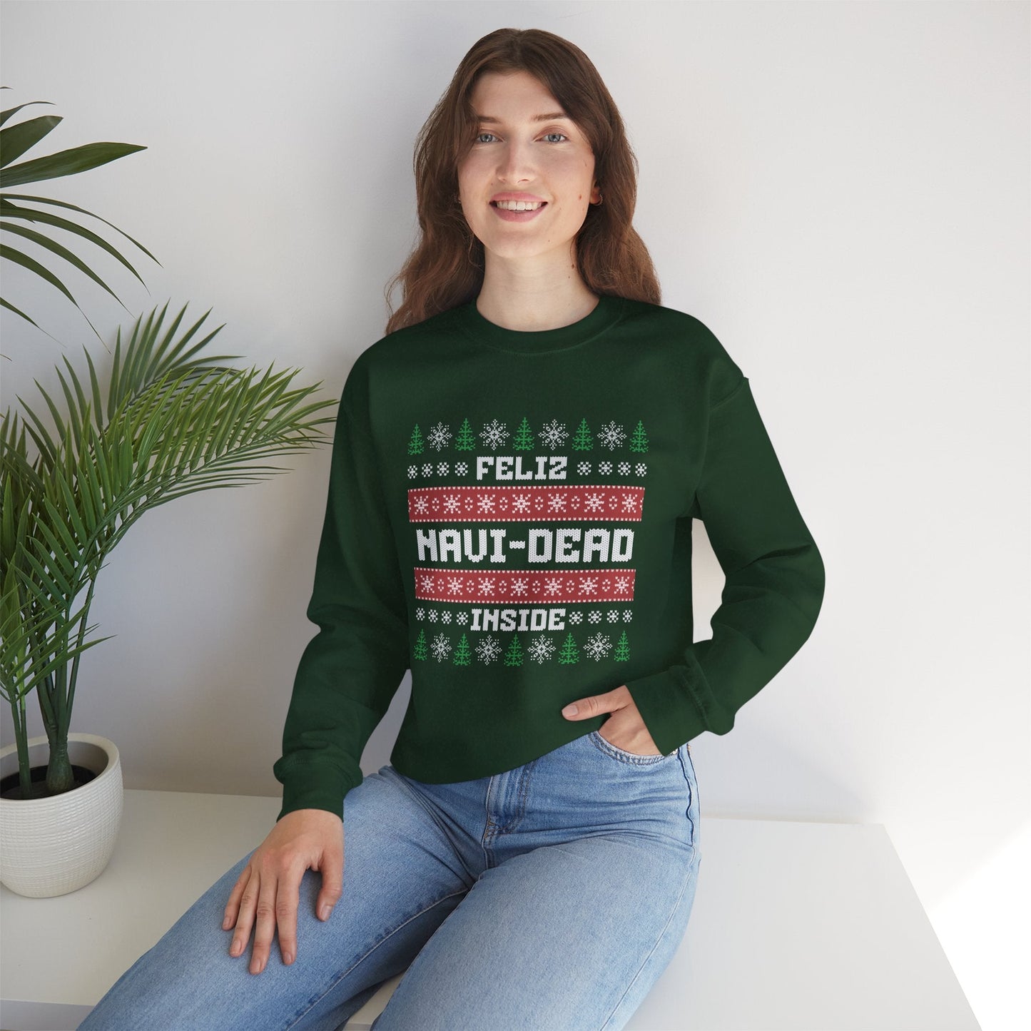 Feliz Navi-Dead Inside Ugly Christmas Crewneck Printify