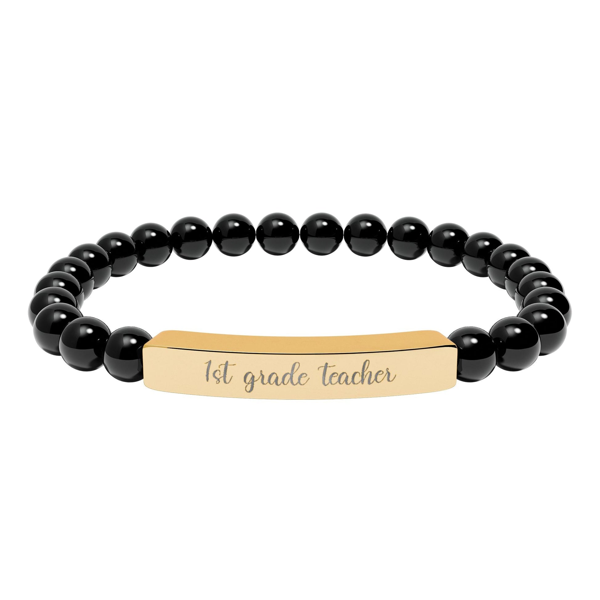 Custom Grade Level Teacher Natural Stone Bar Bracelet Printify